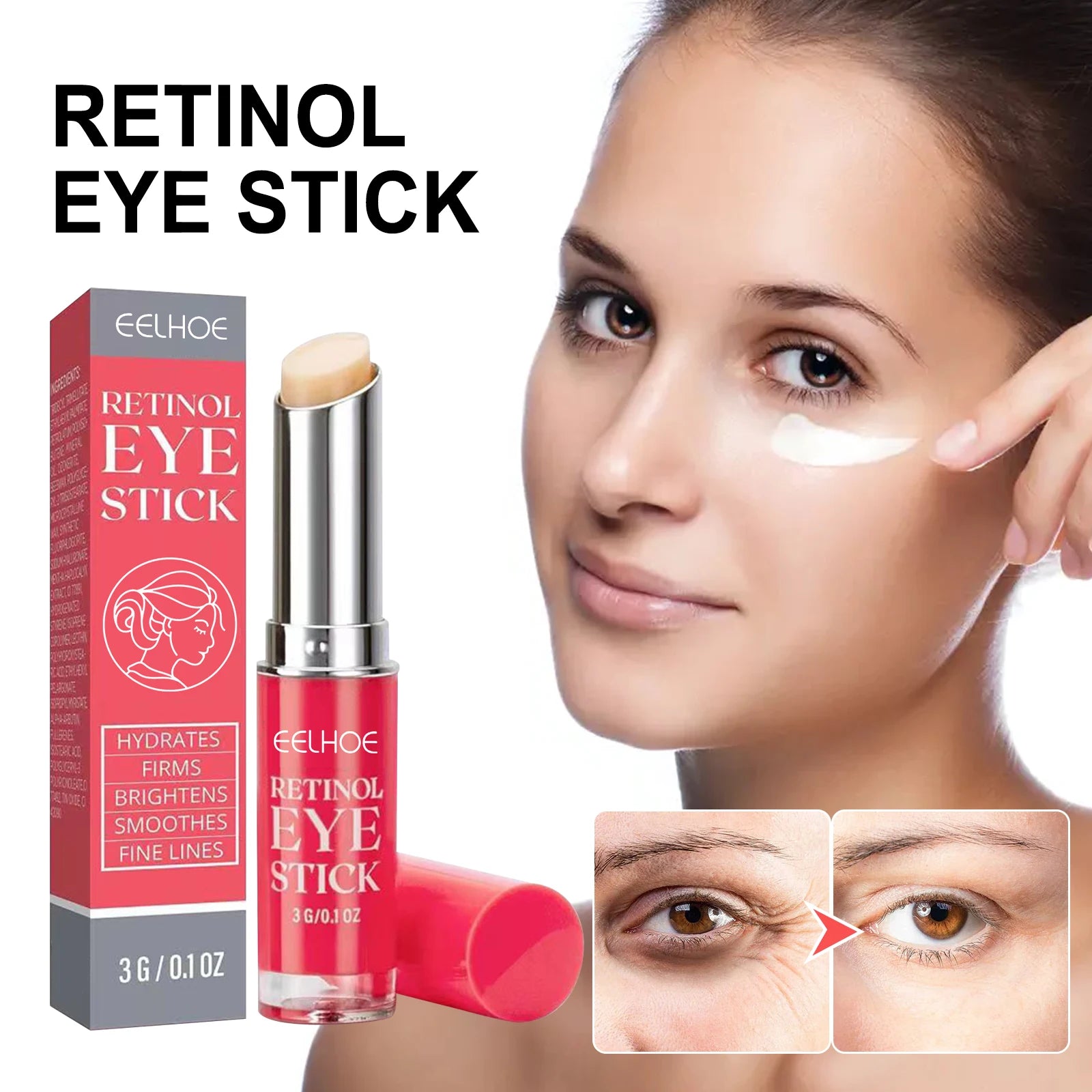 Retinol Eye Cream Wrinkle Remover Lightening Dark Circles Lifting Firming Skin Instant Eye Repair Serum Stick for Women Eye Care