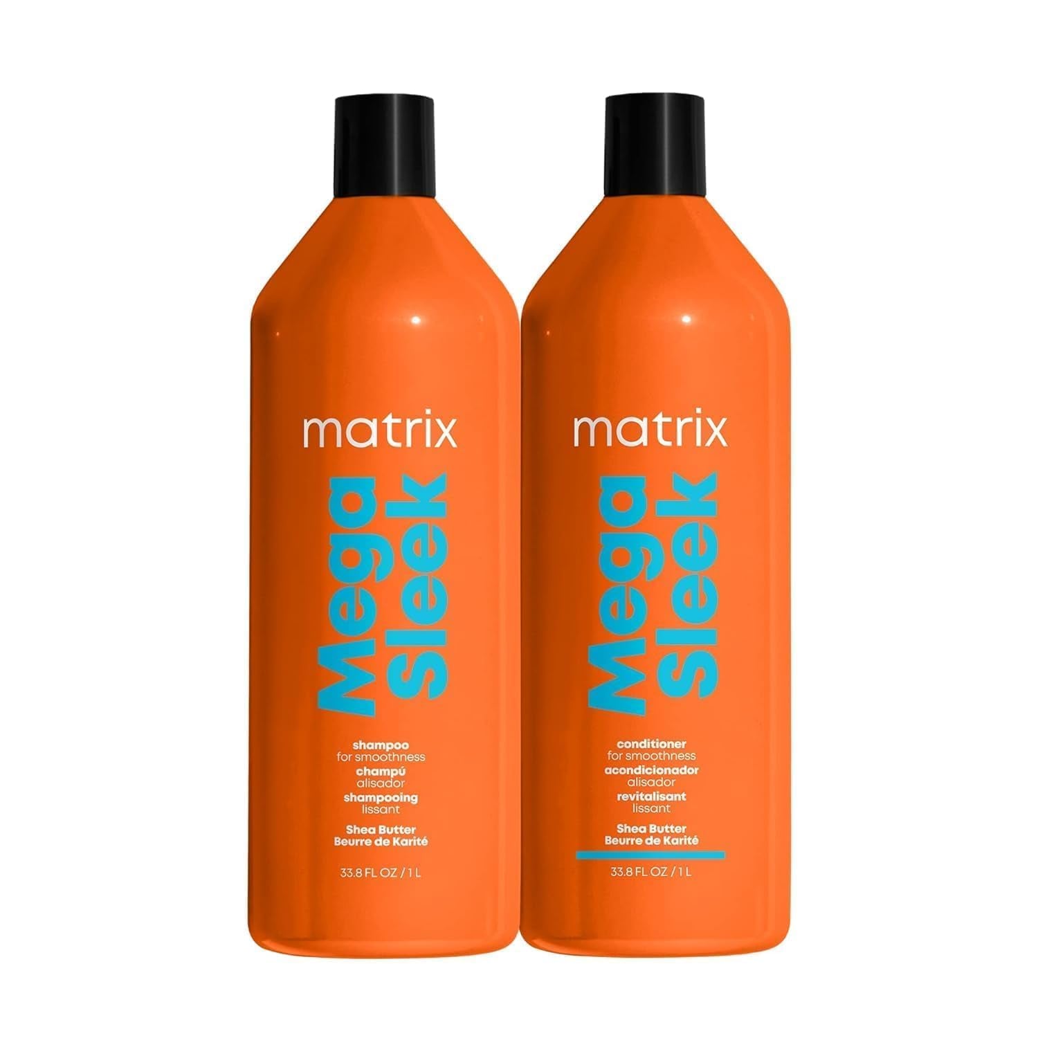 Mega Sleek Shampoo and Conditioner Set | Controls Frizz Leaving Hair Smooth & Shiny | Nourishes with Shea Butter | for Dry, Damaged Hair | Packaging May Vary