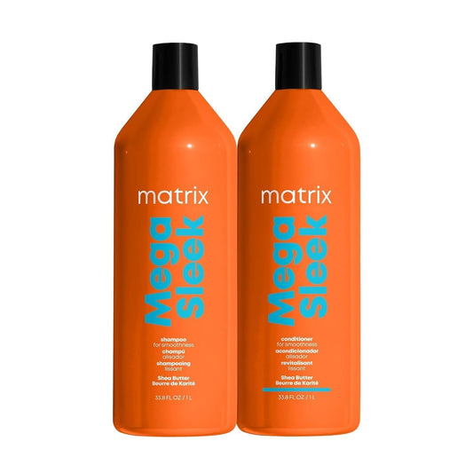 Mega Sleek Shampoo and Conditioner Set | Controls Frizz Leaving Hair Smooth & Shiny | Nourishes with Shea Butter | for Dry, Damaged Hair | Packaging May Vary